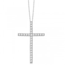 Classic Diamond Cross Pendant Necklace in 14k White Gold (1.54 ct)