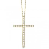 Classic Diamond Cross Pendant Necklace in 14k Yellow Gold (1.54 ct)