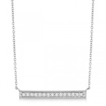 Pave Set Horizontal Diamond Bar Necklace 14k White Gold 0.15ct