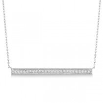 Pave Set Horizontal Diamond Bar Necklace 14k White Gold 0.25ct