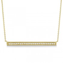 Pave Set Horizontal Diamond Bar Necklace 14k Yellow Gold 0.25ct