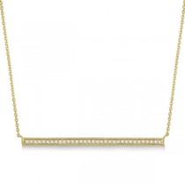 Pave Set Horizontal Diamond Bar Necklace 14k Yellow Gold 0.33ct