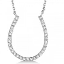 Pave Set Lab Grown Diamond Horseshoe Pendant Necklace 14k White Gold 0.25ct