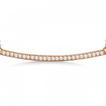 Pave Set Curved Round Diamond Bar Necklace 14k Rose Gold 0.25ct