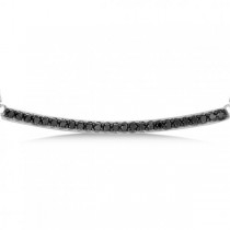 Thin Curved Black Diamond Bar Necklace In 14k White Gold 0.25ct