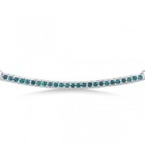 Thin Curved Round Blue Diamond Bar Necklace In 14k White Gold 0.25ct