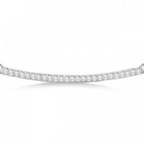 Pave Set Curved Round Diamond Bar Necklace 14k White Gold 0.25ct