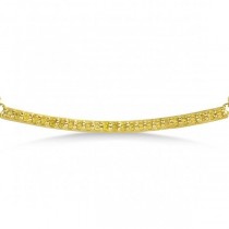 Thin Round Yellow Diamond Curved Bar Necklace 14k Yellow Gold 0.25ct