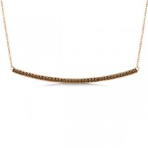 Horizontal Champagne Diamond Bar Necklace Set in 14k Rose Gold 0.40ct