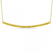 Thin Horizontal Yellow Diamond Bar Necklace In 14k Yellow Gold 0.40ct