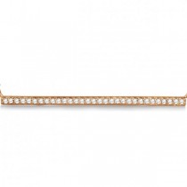 Pave Set Horizontal White Diamond Bar Necklace 14k Rose Gold 0.33ct