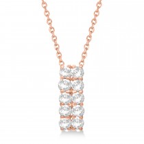 Double Row Diamond Drop Necklace 14k Rose Gold (1.01ct)
