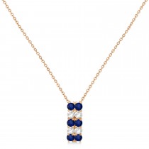 Double Row Sapphire & Diamond Drop Necklace 14k Rose Gold(1.30ct)