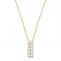 Double Row Diamond Drop Necklace 14k Yellow Gold (1.01ct)