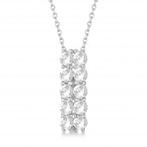 Double Row Diamond Drop Necklace 14k White Gold (2.00ct)