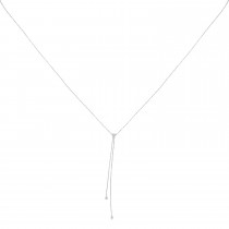 Simply Elegant Diamond Lariat Choker Necklace 14k White Gold (0.20ct)