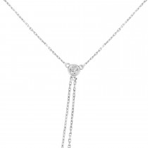 Simply Elegant Diamond Lariat Choker Necklace 14k White Gold (0.30ct)