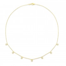 Bezel-Set Diamond Dangle Station Necklace in 14k Yellow Gold (1.00 ctw)