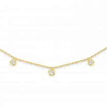 Bezel-Set Diamond Dangle Station Necklace in 14k Yellow Gold (1.00 ctw)
