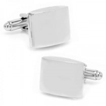 Curved Rectangular Shaped Engravable Cufflinks in Stainless Steel