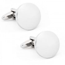 Domed Round Shaped Engravable Cufflinks in Polished Stainless Steel