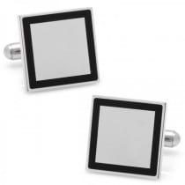 Square Framed Engravable Cufflinks Silver Plate Stainless Steel
