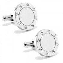 Personalized Cufflinks w/Bolt Like Engravable Fronts Stainless Steel