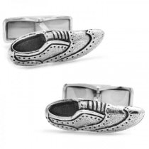 Brogue Style Shoe Cufflinks in Sterling Silver