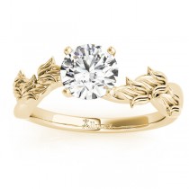 Solitaire Tulip Vine Leaf Engagement Ring Setting 14k Yellow Gold