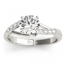 Diamond Accented Bypass Engagement Ring Setting 14k White Gold (0.20ct)