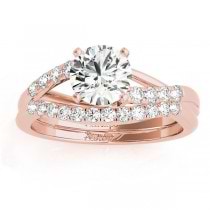 Diamond Accented Bypass Bridal Set Setting 14k Rose Gold (0.38ct)