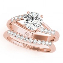 Diamond Accented Bypass Bridal Set Setting 14k Rose Gold (0.38ct)