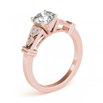 Diamond Heart Engagement Ring Vintage Style 14k Rose Gold (0.10ct)