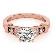 Diamond Heart Engagement Ring Vintage Style 14k Rose Gold (0.10ct)