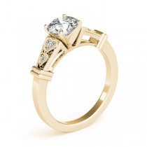 Diamond Heart Engagement Ring Vintage Style 14k Yellow Gold (0.10ct)