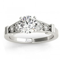 Diamond Heart Engagement Ring Vintage Style 18k White Gold (0.10ct)