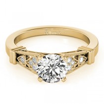 Diamond Heart Engagement Ring Vintage Style 18k Yellow Gold (0.10ct)