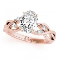 Twisted Oval Diamonds Vine Leaf Engagement Ring 14k Rose Gold (1.50ct)