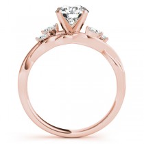 Twisted Princess Diamonds Vine Leaf Engagement Ring 14k Rose Gold (1.00ct)