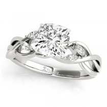 Cushion Diamonds Vine Leaf Engagement Ring 14k White Gold (1.00ct)