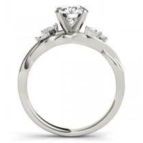 Pear Diamonds Vine Leaf Engagement Ring 14k White Gold (1.00ct)