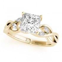 Twisted Princess Diamonds Vine Leaf Engagement Ring 14k Yellow Gold (1.50ct)