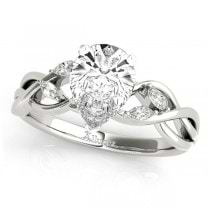 Twisted Pear Diamonds Vine Leaf Engagement Ring 18k White Gold (1.00ct)