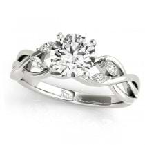 Twisted Round Diamonds & Moissanite Engagement Ring 18k White Gold (1.50ct)