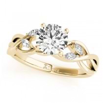 Twisted Round Diamonds Vine Leaf Engagement Ring 18k Yellow Gold (0.50ct)