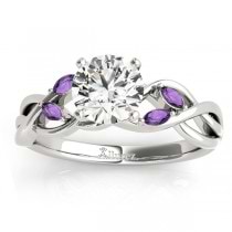 Amethyst Marquise Vine Leaf Engagement Ring 18k White Gold (0.20ct)