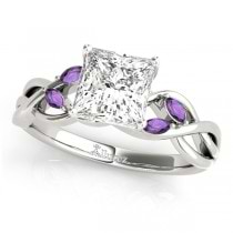 Twisted Princess Amethysts Vine Leaf Engagement Ring Platinum (1.00ct)