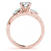 Twisted Oval Aquamarines Vine Leaf Engagement Ring 14k Rose Gold (1.50ct)