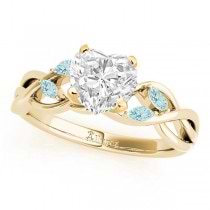 Twisted Heart Aquamarines Vine Leaf Engagement Ring 14k Yellow Gold (1.50ct)