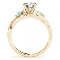 Twisted Oval Aquamarines Vine Leaf Engagement Ring 14k Yellow Gold (1.00ct)